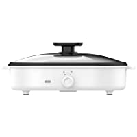 CalmDo Plancha Eléctrica- Recubrimiento Antiadherente- Tapa de Vidrio Visible